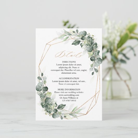 Gegevens over het Eucalyptus Greenery Geometric We Informatiekaartje (Staand voorkant)