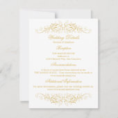 Gegevens over het Faux Gold Flourish Damask Weddin Kaart (Voorkant)