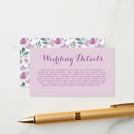 Gegevens over het finale huwelijk van de roze Wate Informatiekaartje (Voorkant / Achterkant in situ)