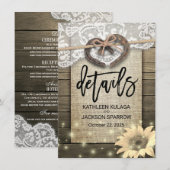 Gegevens over het hoefijzer-hart-land-bruiloft informatiekaartje (Voorkant / Achterkant)