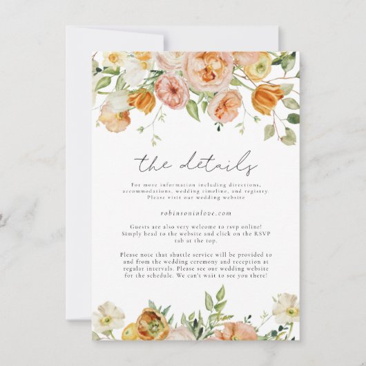 Gegevens over het huwelijk tussen Blush en Peach P Kaart (Voorkant)