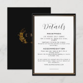 Gegevens over het Lijst Elegant Black & Gold Wedde Informatiekaartje (Voorkant / Achterkant)