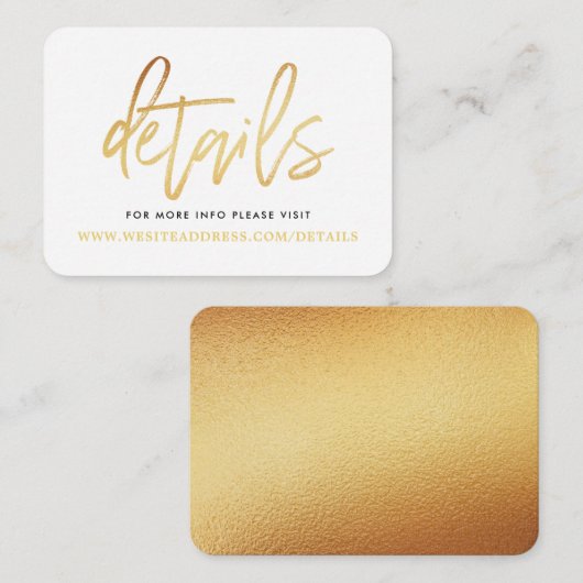 Gegevens over het moderne Gold Foil-script Informatiekaartje (Voorkant / Achterkant)
