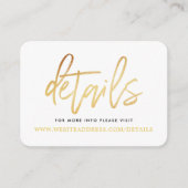 Gegevens over het moderne Gold Foil-script Informatiekaartje (Voorkant)