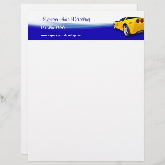 Gegevens over het programma Auto Wash Gepersonaliseerd Briefhoofd (Voorkant / Achterkant)