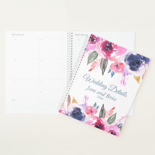 Gegevens over het roze blauwe huwelijk planner (Display)
