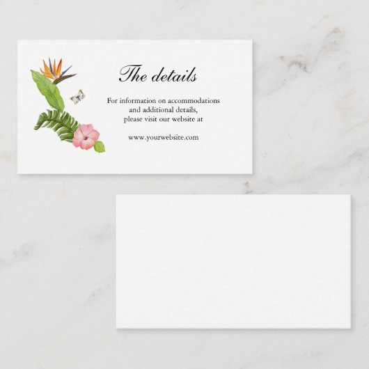 Gegevens over het tropische huwelijk informatiekaartje (Voorkant / Achterkant)
