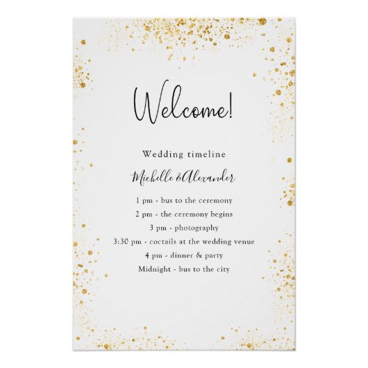 Gegevens over het witgoudglitter-trouwprogramma perfect poster (Voorkant)