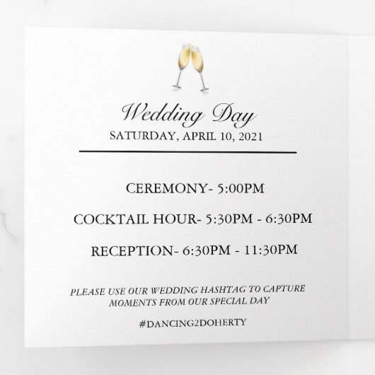 Gegevens over het witte elegant Eucalyptus bruilof Drieluik Kaart (Binnenzijde eerst)