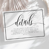 Gegevens over het zwarte en witte kalligrafiescrip informatiekaartje