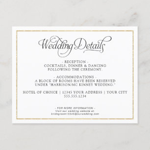 Gegevens over legant monogram gouden bruiloft informatiekaartje
