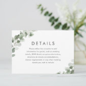 Gegevens over moderne groene lef-bruiloft informatiekaartje (Staand voorkant)