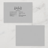 Gegevens over moderne zwarte en grijze bruiloft informatiekaartje (Voorkant / Achterkant)