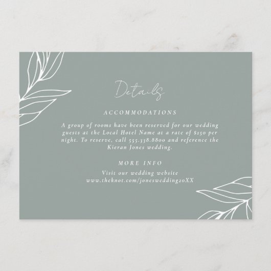 Gegevens over tuinbruiloft botanische lef informatiekaartje