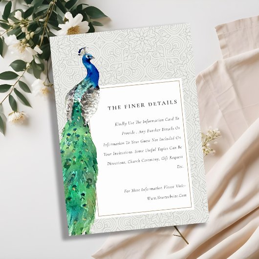 Gegevens over Waterverf Peacock Weddenschap Informatiekaartje