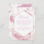 Gegevens roze en goudmarmer informatiekaartje (Voorkant / Achterkant)