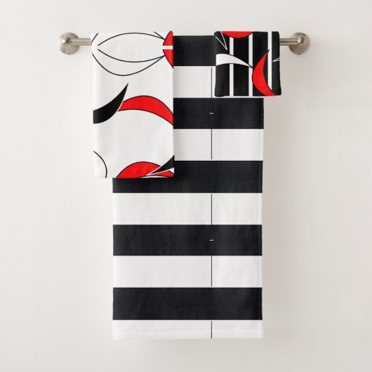 Gegevens zwart, rood en wit bad handdoek (Insitu)