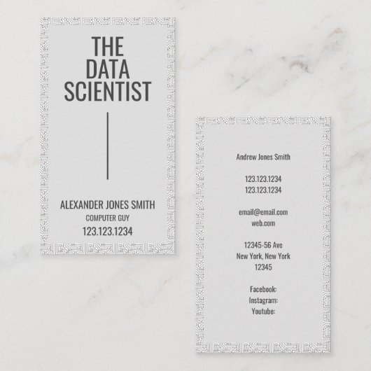 Gegevenswetenschapscomputernetwerk Visitekaartje (Voorkant / Achterkant)