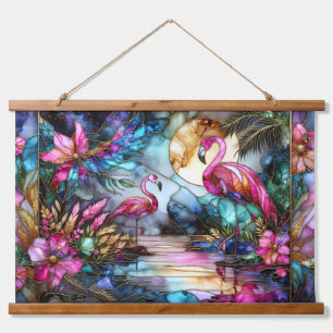 Geglazuurde Flamingo Maan Tuin Hangend Wandkleed