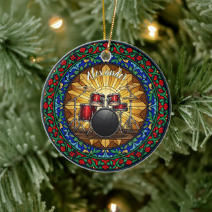 Geglazuurde trommels op maat naam Kerstmis Keramisch Ornament