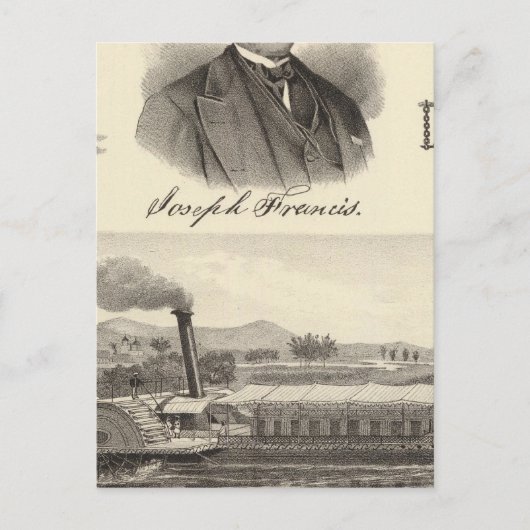 Gegolfd ijzerstoomjacht briefkaart (Voorkant)