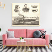 Gegolfd ijzerstoomjacht canvas afdruk (Insitu (Woonkamer))