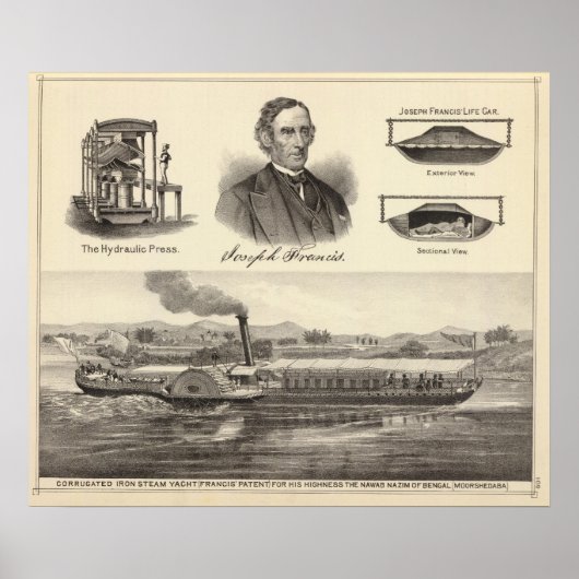 Gegolfd ijzerstoomjacht poster (Voorkant)