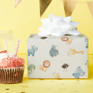 Gegooide Afrikaanse dieren op ivoor Cadeaupapier