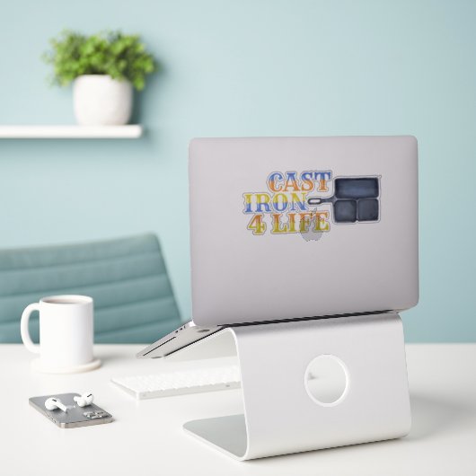 Gegoten IJzer voor leven Sticker (Laptop op bureau)