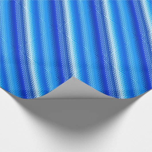 Gegoten strepen - kobalt en bleek blauw cadeaupapier (Hoek)