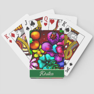 Gegrafitteerde Bloemen & Lieveheersbeestje Geperso Pokerkaarten