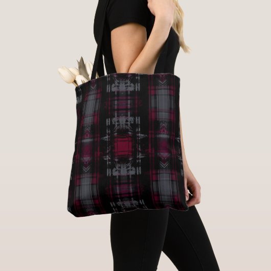Gegrast Gotisch Donker Grungy Grunge Plaid Patroon Draagtas (Dichtbij)