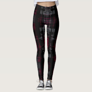 Gegrast Gotisch Donker Grungy Grunge Plaid Patroon Leggings