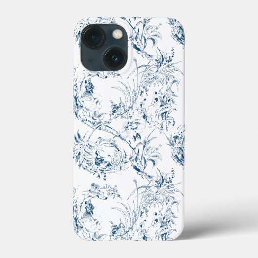 gegraveerd Frans Floral Fantasy Toile-Blue Case-Mate iPhone Case (Achterkant)