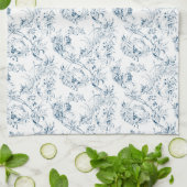 gegraveerd Frans Floral Fantasy Toile-Blue Theedoek (Gevouwen)