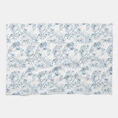 gegraveerd Frans Floral Fantasy Toile-Blue Theedoek (Horizontaal)