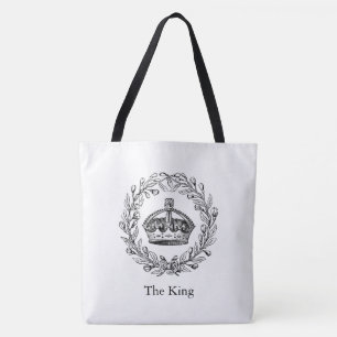  gegraveerd koningskroon en laurierkrans tote bag