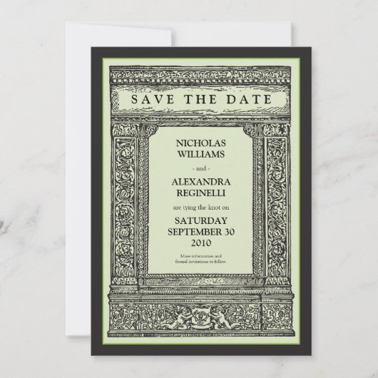 gegraveerd Lijst Sla de datum op (pagina/zwart) Save The Date (Voorkant)