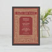 gegraveerd Lijst Sla de datum op (rood/goud) Save The Date (Staand voorkant)