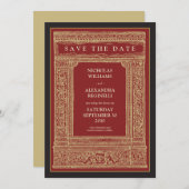 gegraveerd Lijst Sla de datum op (rood/goud) Save The Date (Voorkant / Achterkant)