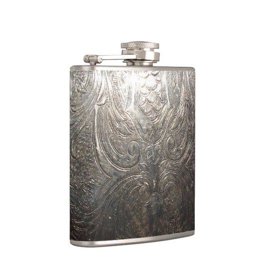 Gegraveerd zilveren patroon heupfles (Rechts)
