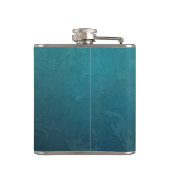  gegraveerde blauwe damast heupfles (Achterkant)