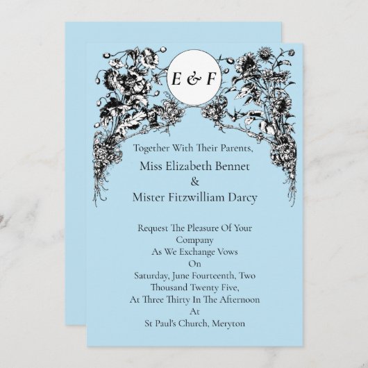 Gegraveerde bloemen, vogels en uilen kaart (Voorkant / Achterkant)