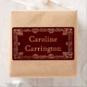 Gegraveerde Gilt Leather Personal Bookplate Sticke Etiket (Insitu)