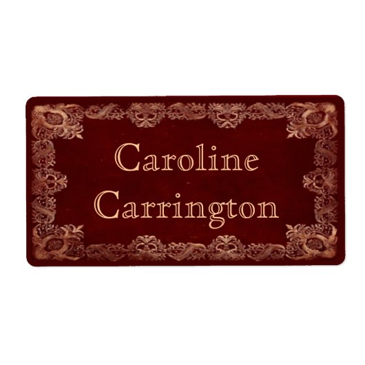 Gegraveerde Gilt Leather Personal Bookplate Sticke Etiket (Voorkant)