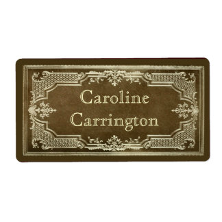 Gegraveerde Gilt Leather Personal Bookplate Sticke Etiket