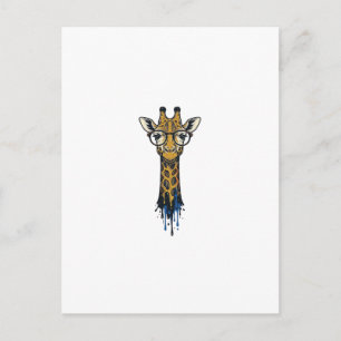 Gegraveerde Giraffe Met Bril Design_1 Briefkaart