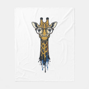 Gegraveerde Giraffe Met Bril Design_1 Fleece Deken