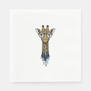 Gegraveerde Giraffe Met Bril Design_1 Servet