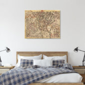 Gegraveerde kaart van de Rijnriviervallei Canvas Afdruk (Insitu (Slaapkamer))